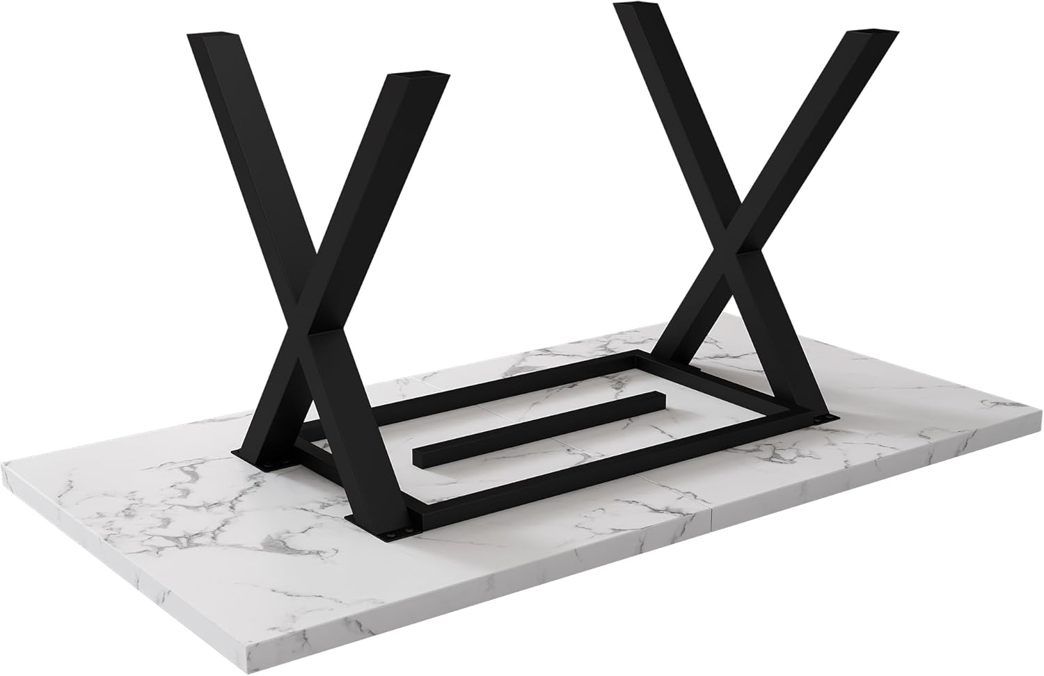 Generisch Modern Minimalist Dining Table White & Black Marble