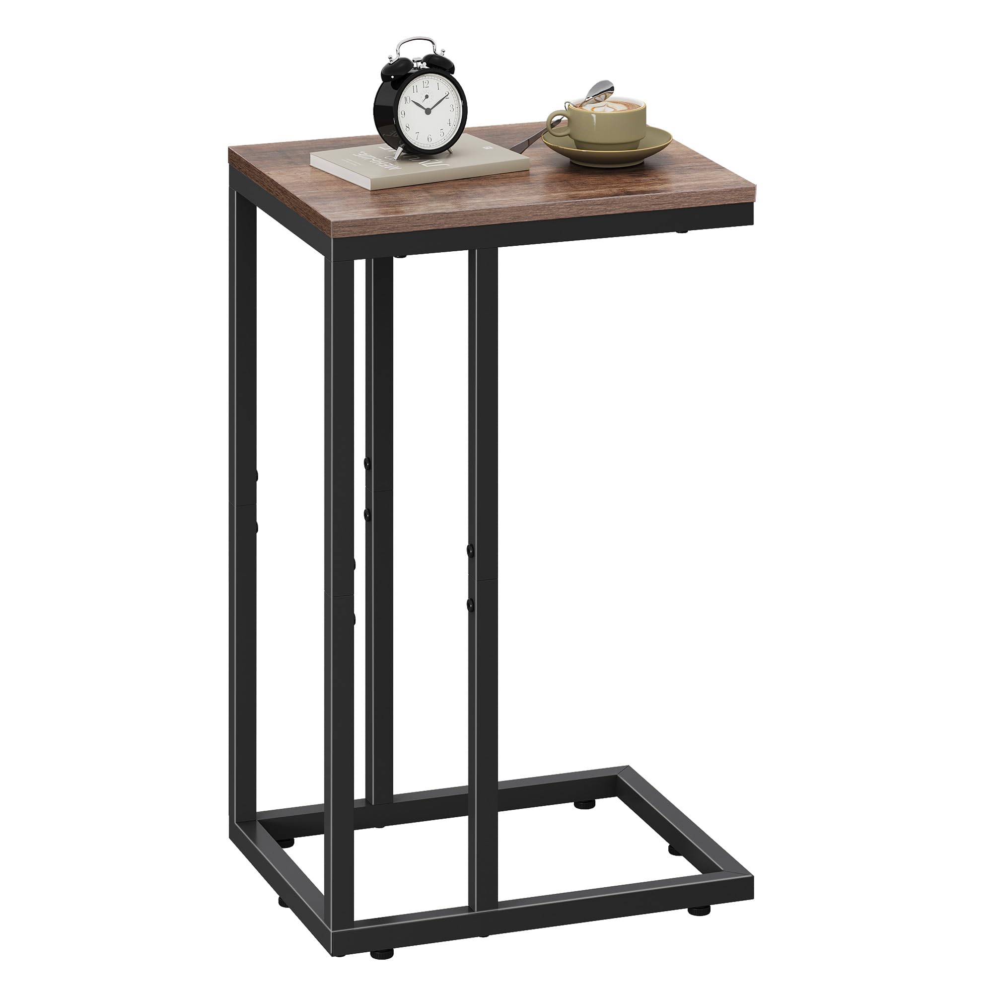 WLIVE C-shape side table with a brown alloy steel frame and a large rectangular top
