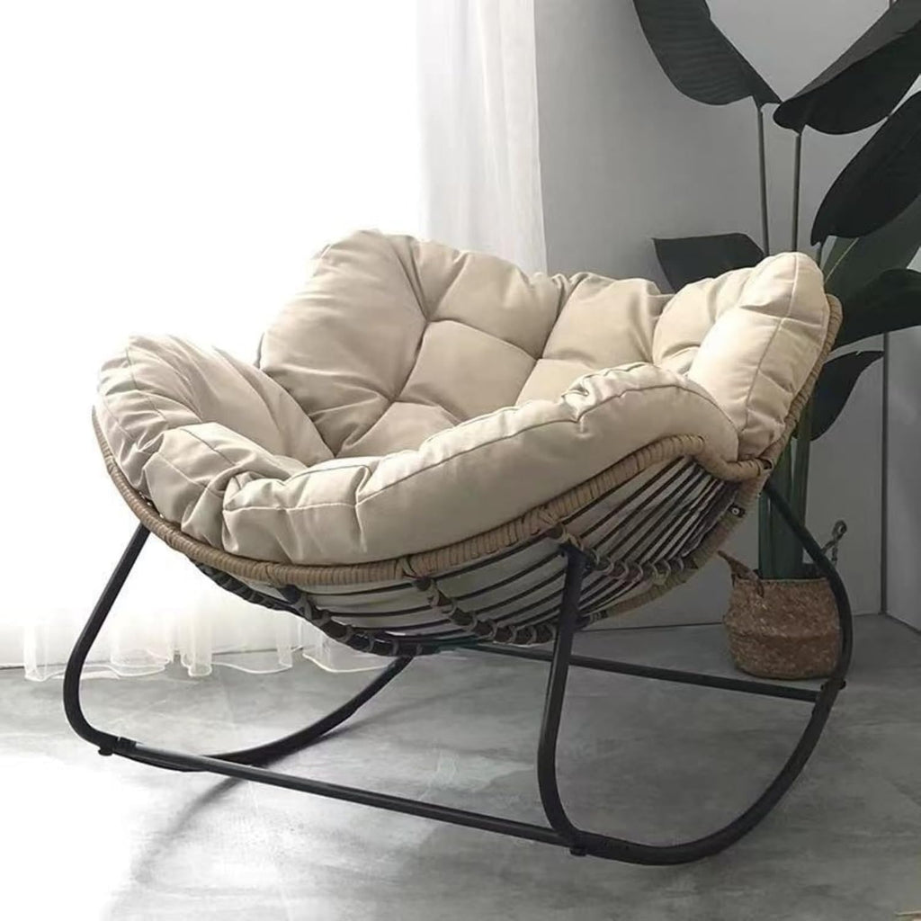 Patio Rocking Outdoor Papasan Chair with Cushion