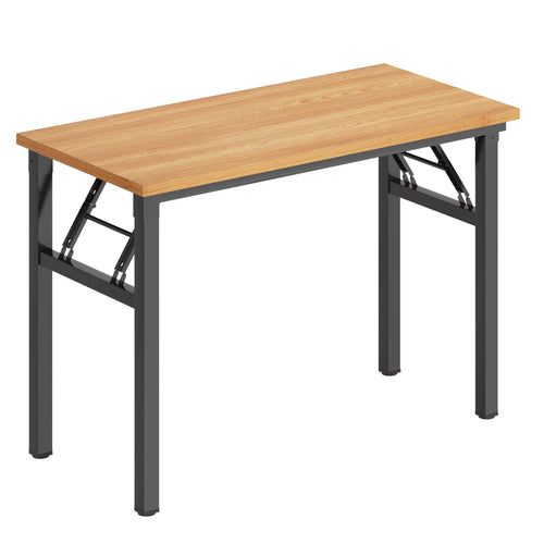 DlandHome Folding Desk with Teak Black color and polished brass finish