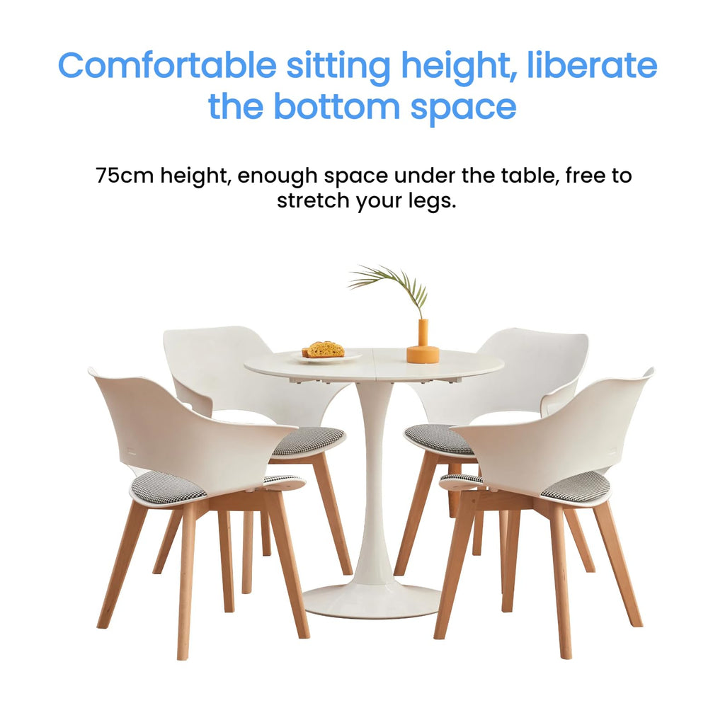 GrandCA HOME Modern Round Dining Table 80cm White