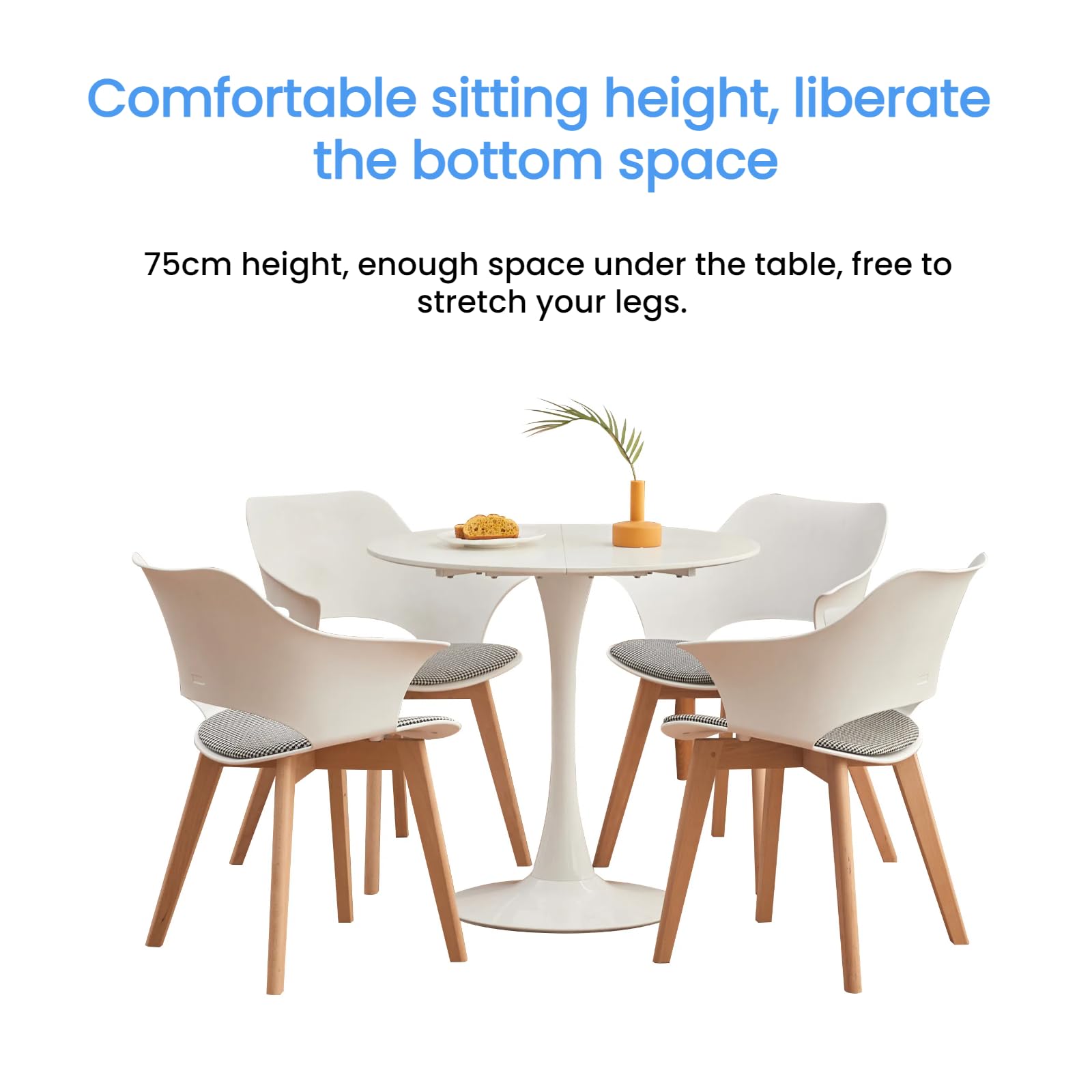 GrandCA HOME Modern Round Dining Table 80cm White