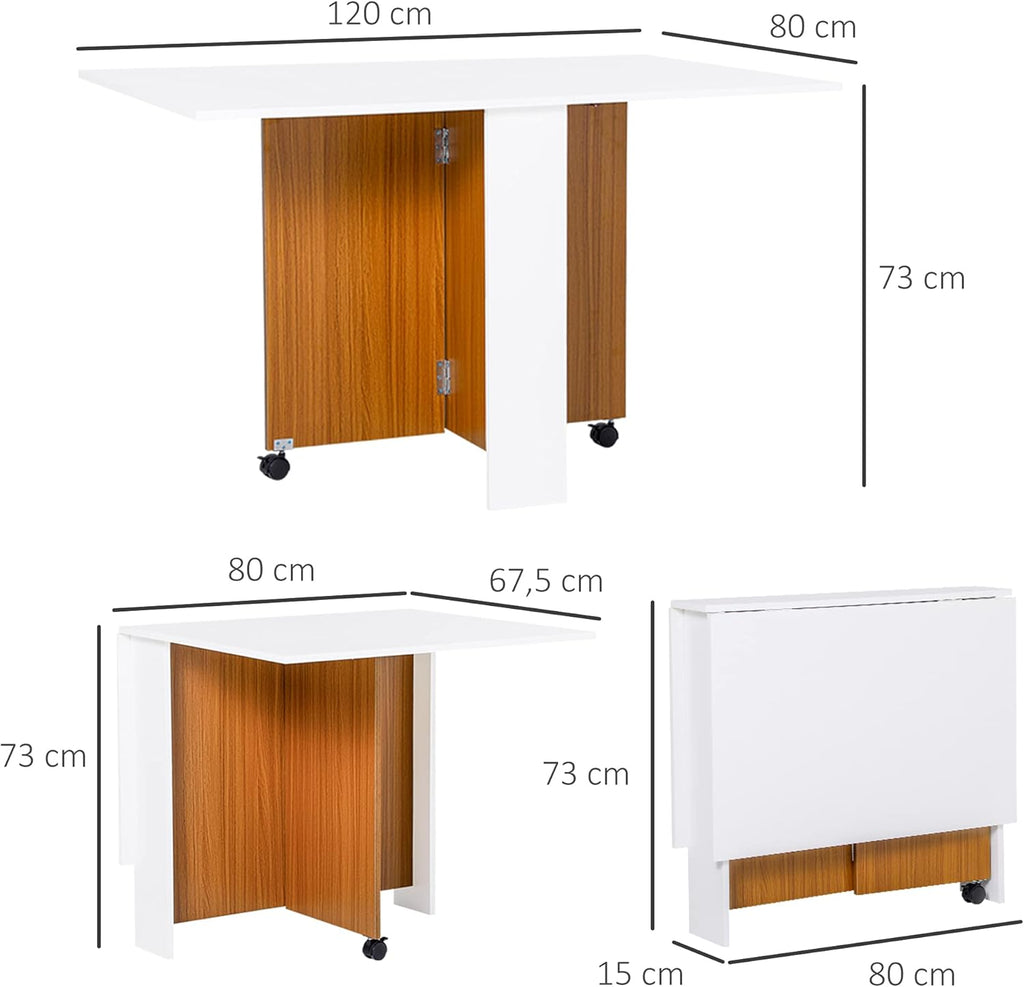 HOMCOM Folding Dining Table - Oak & White