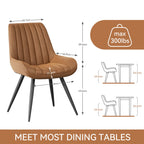 Set of 4 brown modern dining chairs with upholstered seat and metal legs