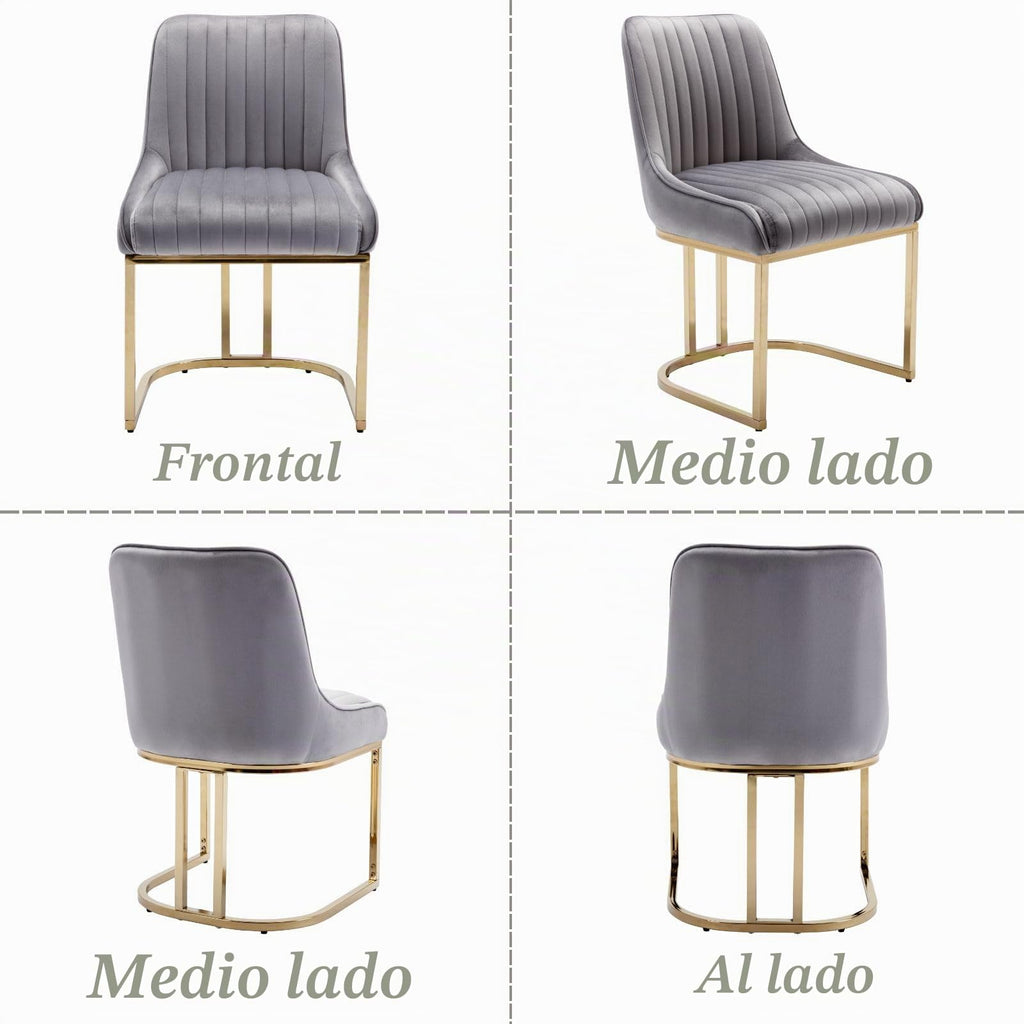 Ya-Home Set of 2 Velvet Dining Chairs with Gold Metal Frame
