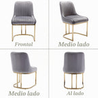 Ya-Home Set of 2 Velvet Dining Chairs with Gold Metal Frame