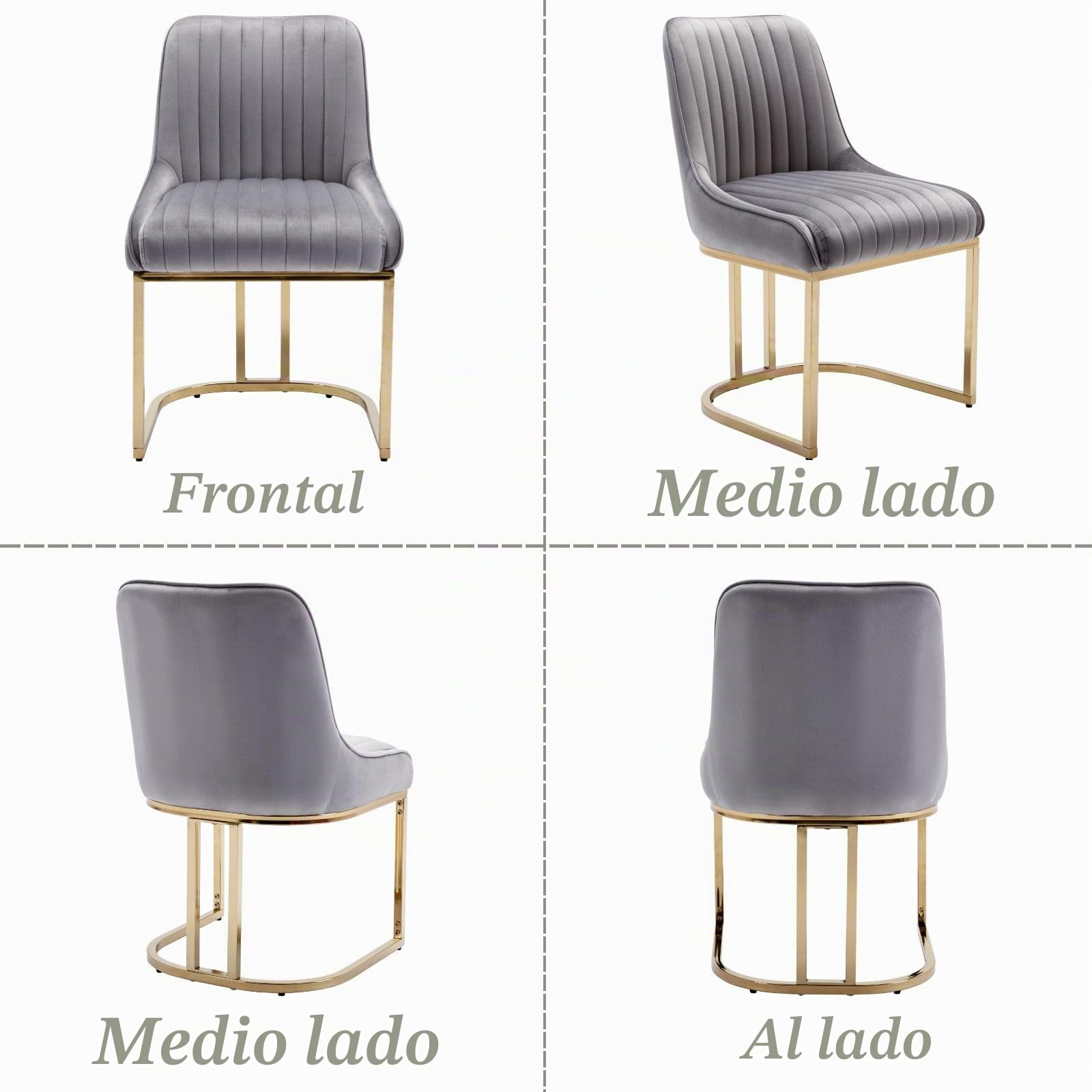 Ya-Home Set of 2 Velvet Dining Chairs with Gold Metal Frame