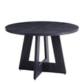 Rustic round dining table with cross-shaped wooden base by HJhomeheart