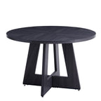 Rustic round dining table with cross-shaped wooden base by HJhomeheart