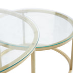 BenyLed Modern Nesting Coffee Tables Set, Glass/Gold Finish
