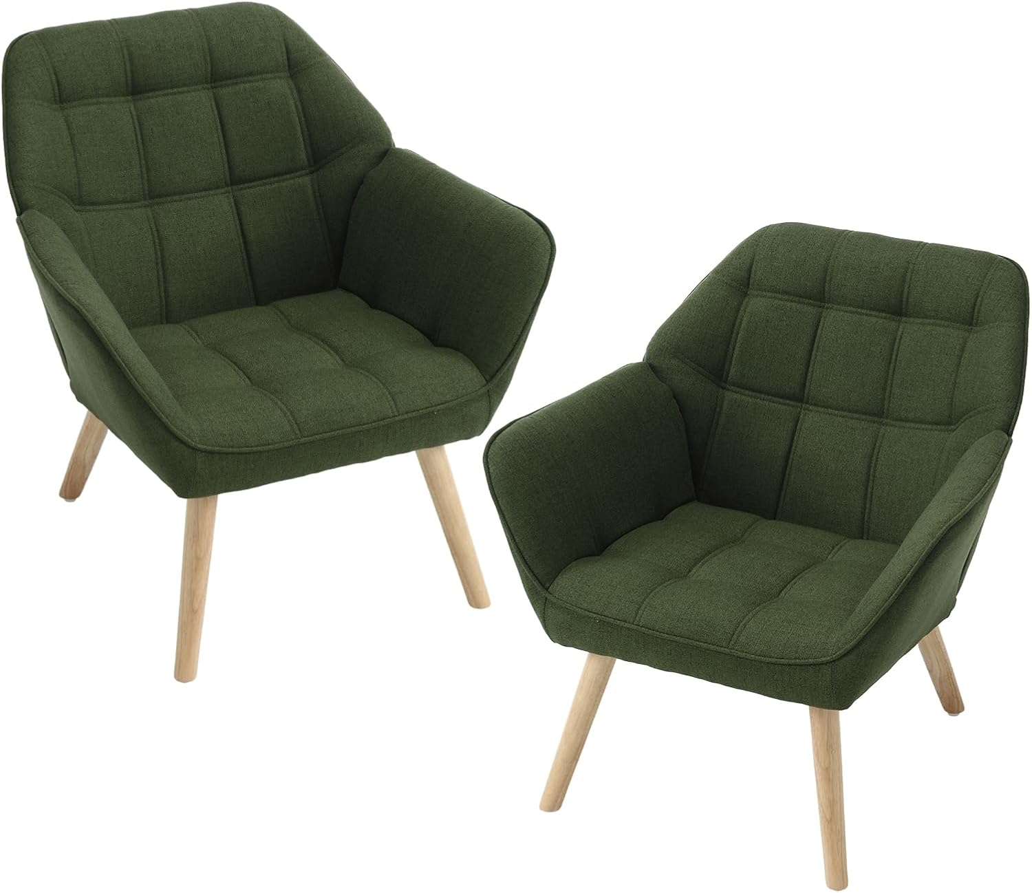 chairus Set of 2 Linen Tub Chairs - Green