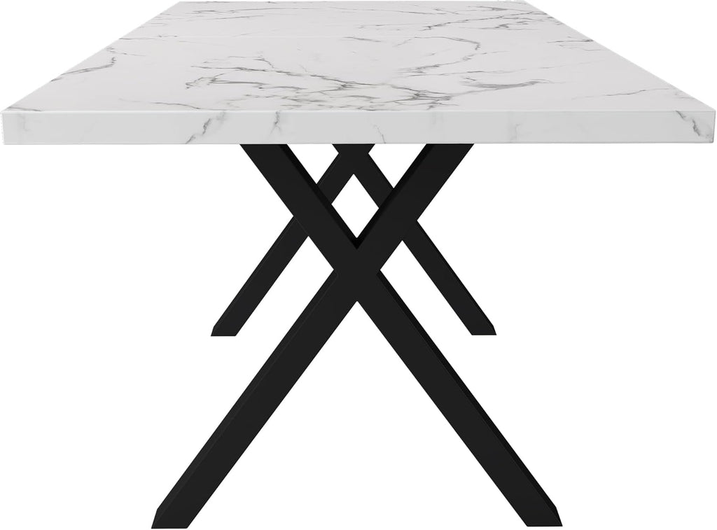 Generisch Modern Minimalist Dining Table White & Black Marble