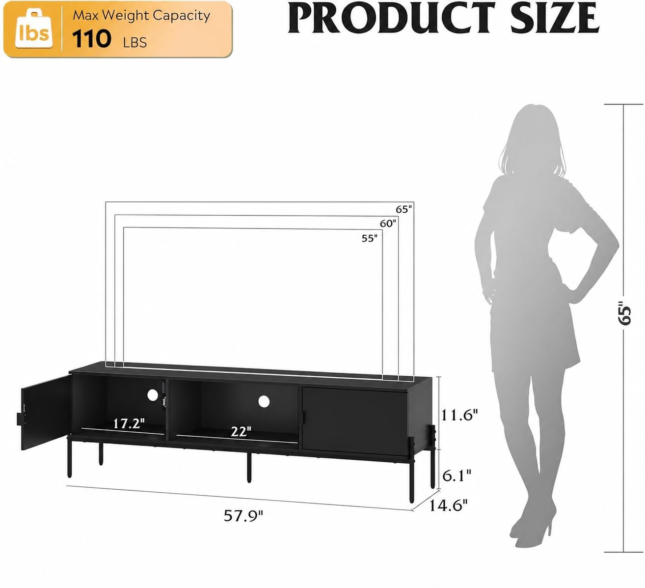 WLIVE Modern TV Stand with Storage for 65 Inch TVs