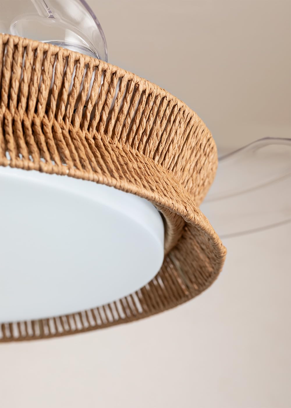 CREATE Wind Clear Ceiling Fan with White Light and Braided Wicker