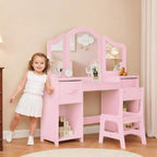Clevich Kids Vanity Table and Chair Set with Storage
