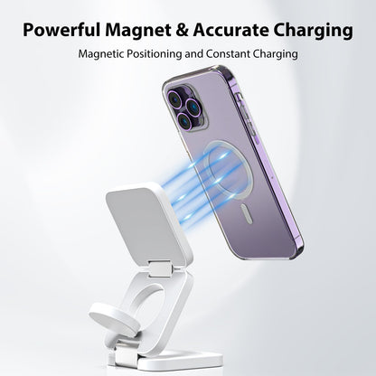 3-in-1 Wireless Charger – Fast Magnetic Charging for iPhone, Apple Watch, & AirPods | Foldable & Portable Dock