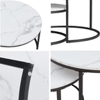 HJhomeheart Round Nesting Coffee Tables Set, White and Black