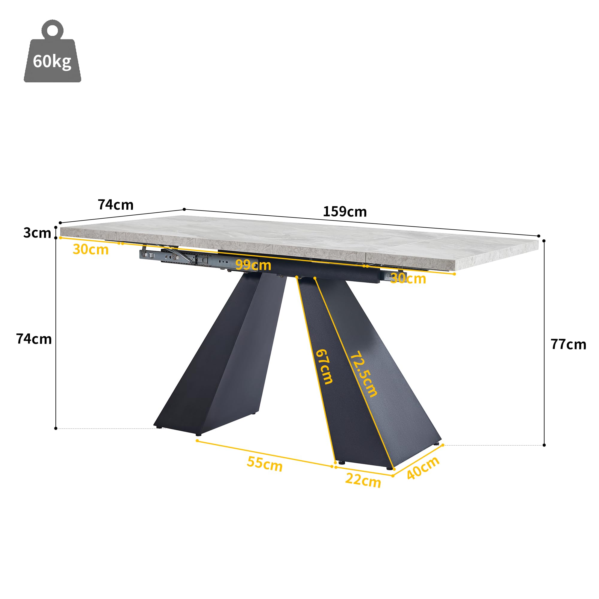 HOXINBLY Extendable Modern Dining Table