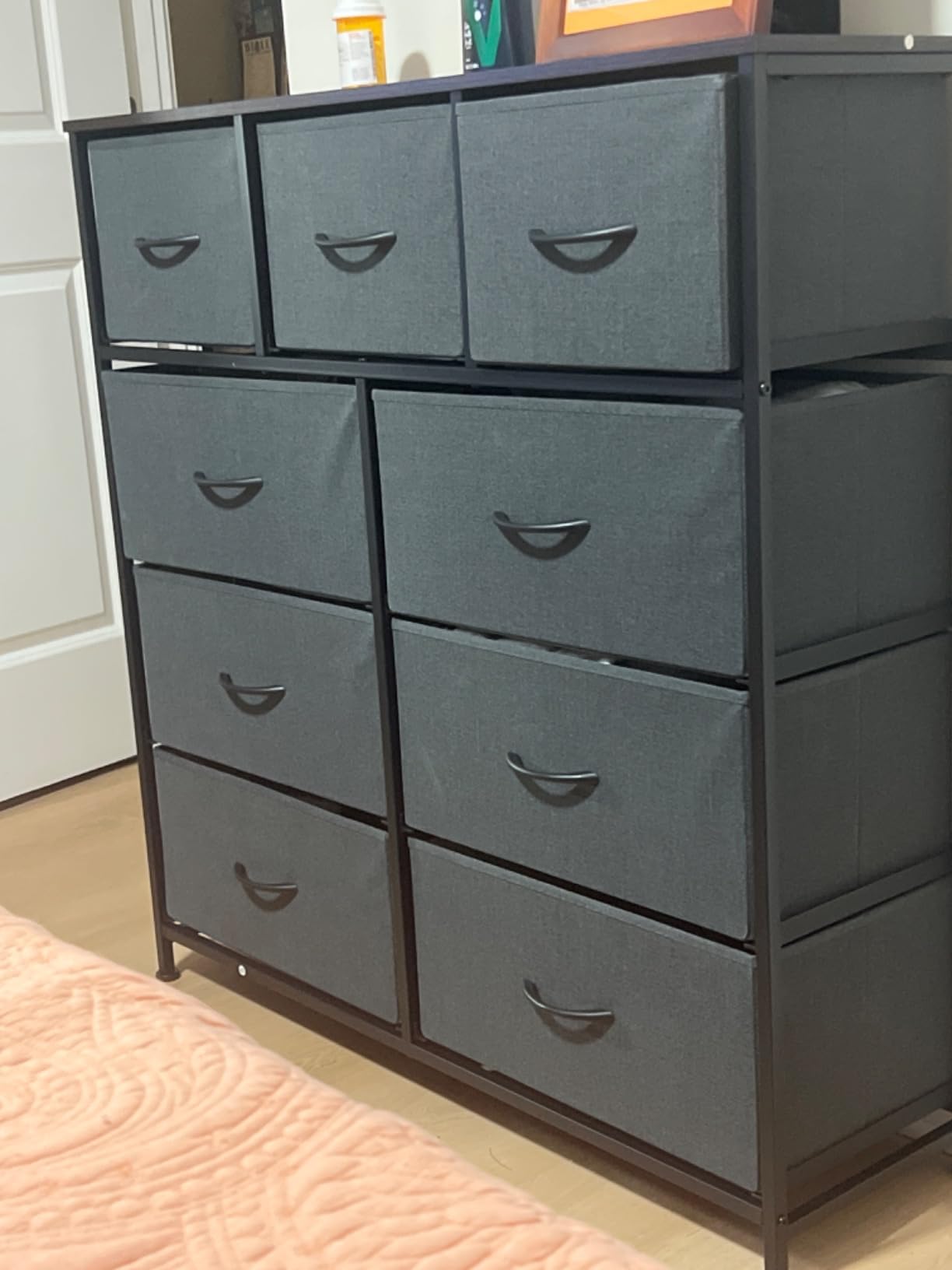 WLIVE Tall 9-Drawer Fabric Dresser with Wood Top