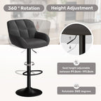 Hawthyhome Adjustable Bar Stools Set of 2 with PU Leather