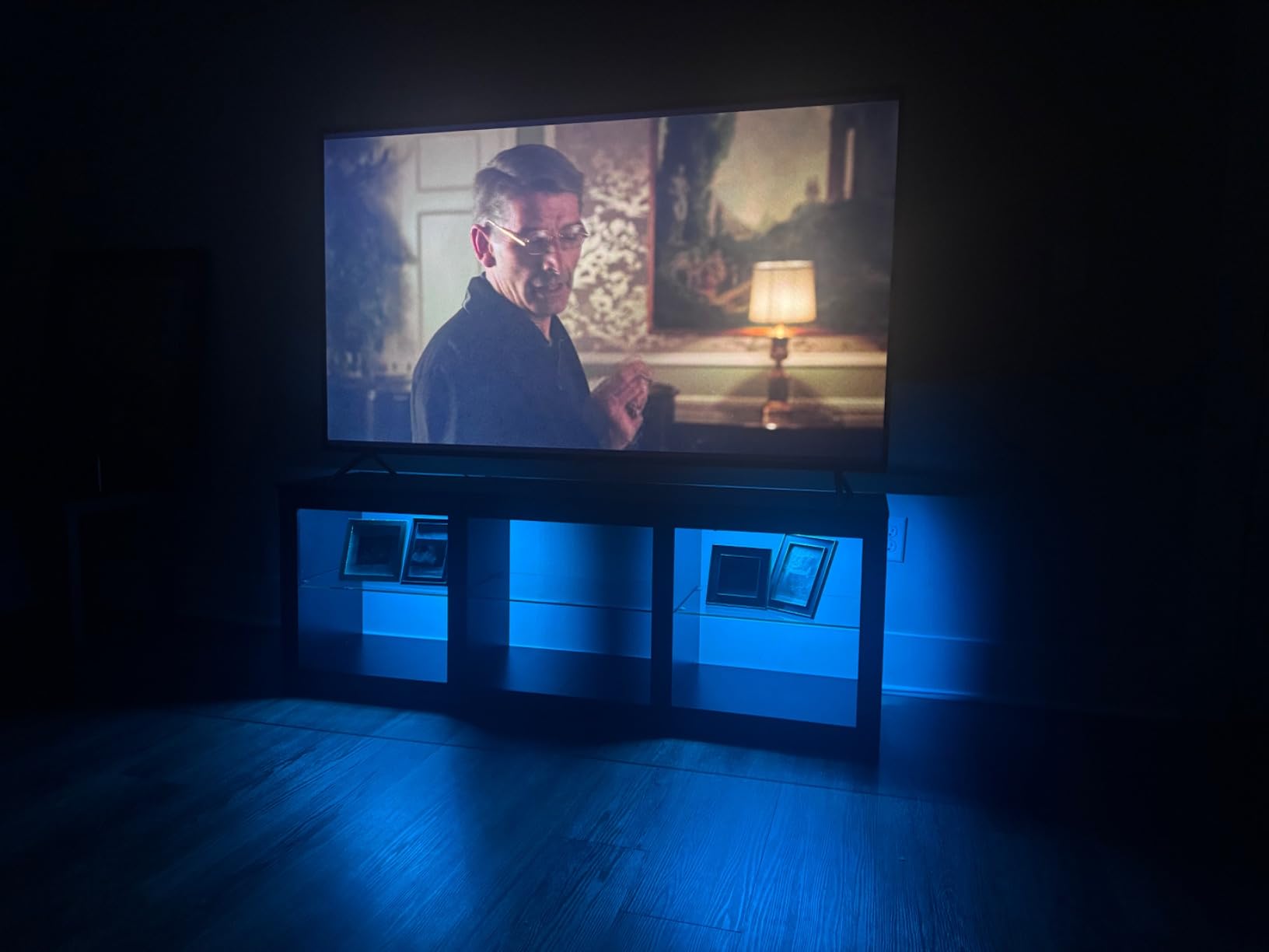 WLIVE Modern LED TV Stand with Glass Shelves