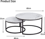 HJhomeheart Set of 2 Round Side Tables in Black and White