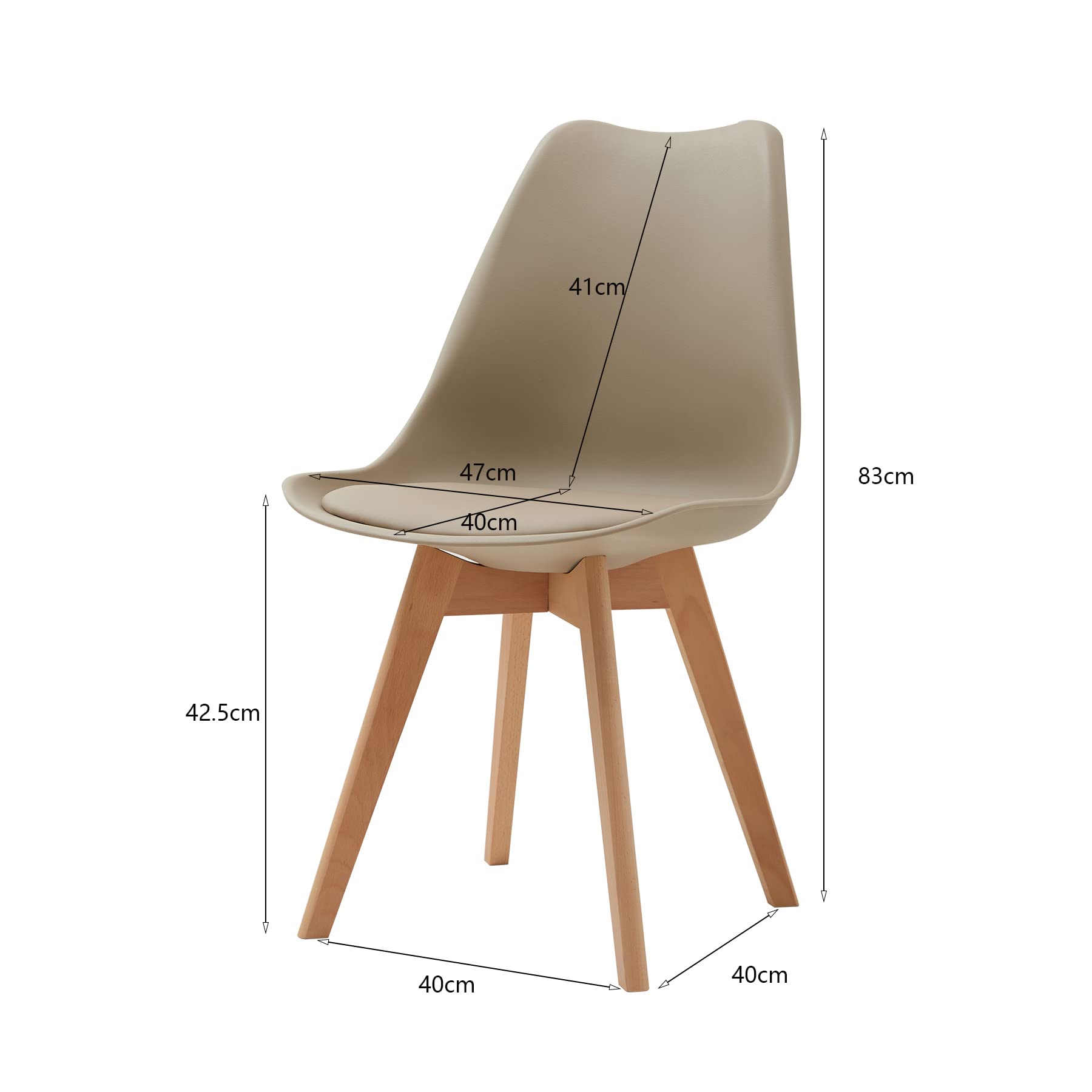 GrandCA HOME Scandinavian Dining Chairs Set of 6 with Upholstered Seat