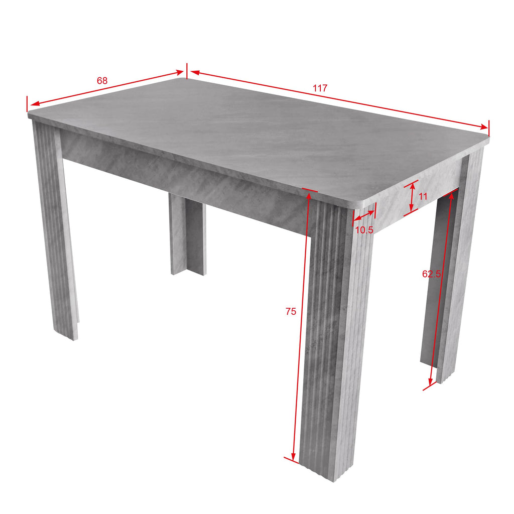 soges Grey 46 Inch Rectangle Kitchen Island Dining Table