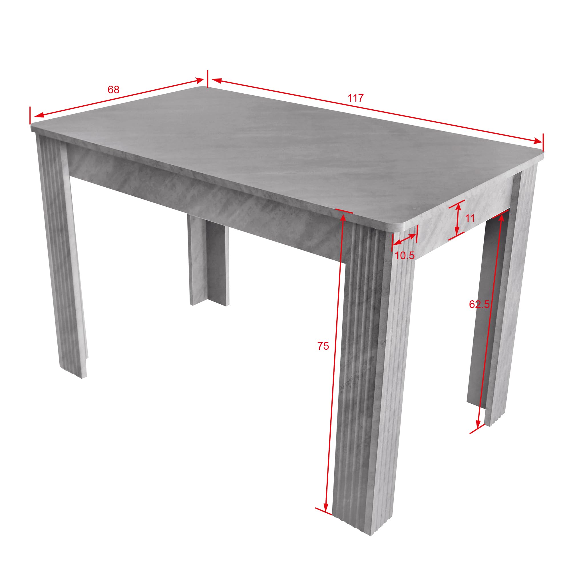 soges Grey 46 Inch Rectangle Kitchen Island Dining Table
