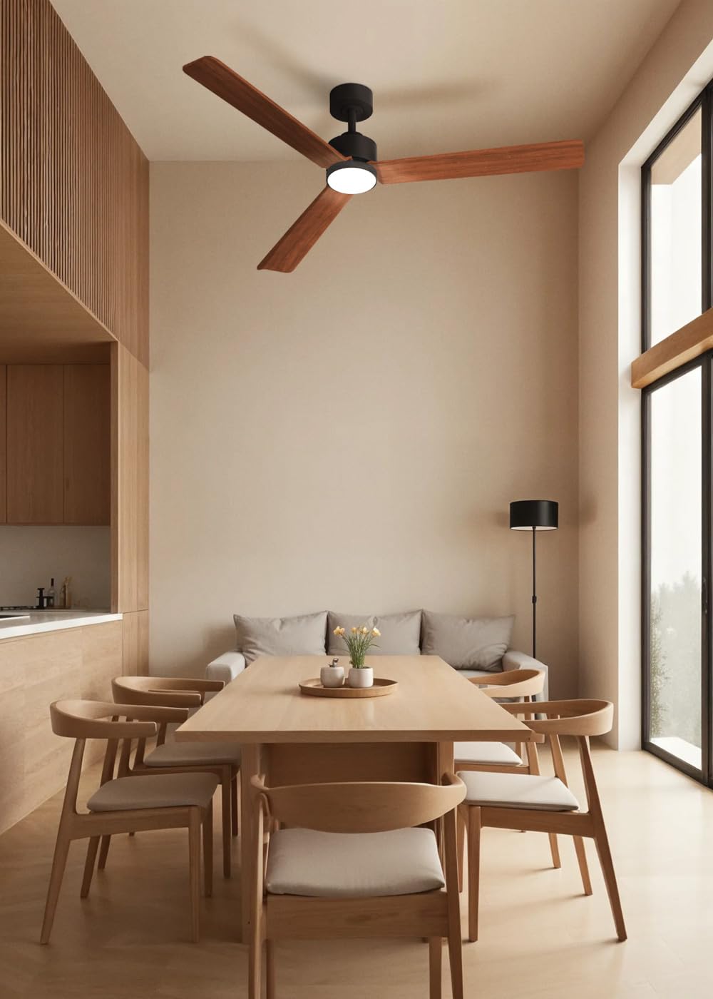 Create Wind Modern L Ceiling Fan with LED Light and Remote