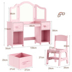 Clevich Kids Vanity Table and Chair Set with Storage