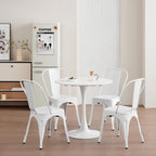 JZGORC Modern Round Dining Table for 2-4 People, White