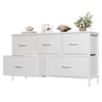 OLIXIS 5-drawer dresser in white with fabric bins for bedroom storage