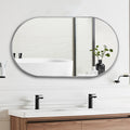 Elegant brushed aluminium framed oval bathroom mirror from Hoiweqr