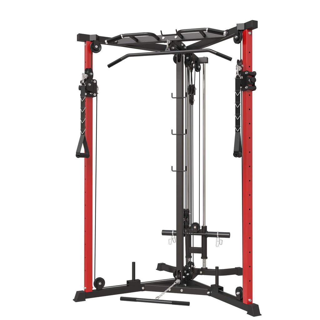 ZERELEK Cable Crossover Machine with pull-up bar and lat pull station