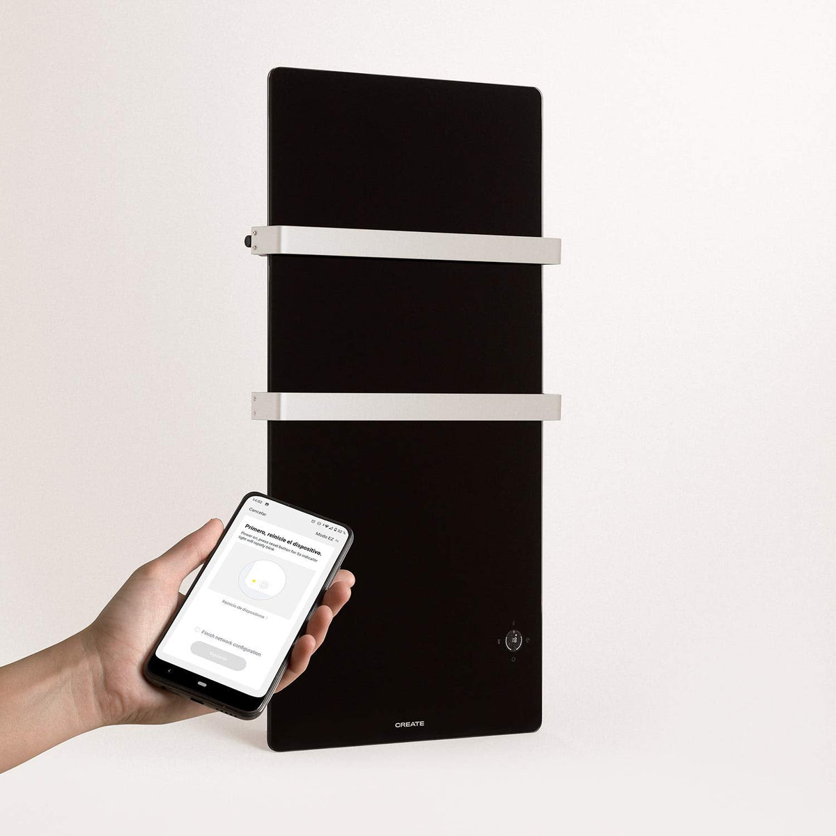 CREATE Warm Towel Glass Electric Towel Rail with WiFi