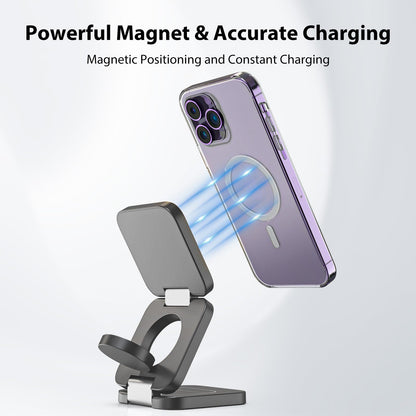 3-in-1 Wireless Charger – Fast Magnetic Charging for iPhone, Apple Watch, & AirPods | Foldable & Portable Dock