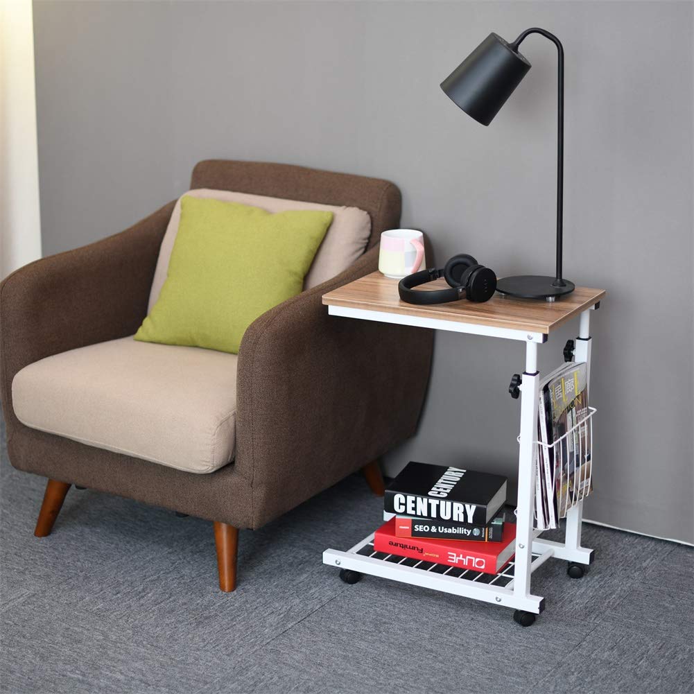 sogesfurniture Adjustable Height Side Table with Metal Frame