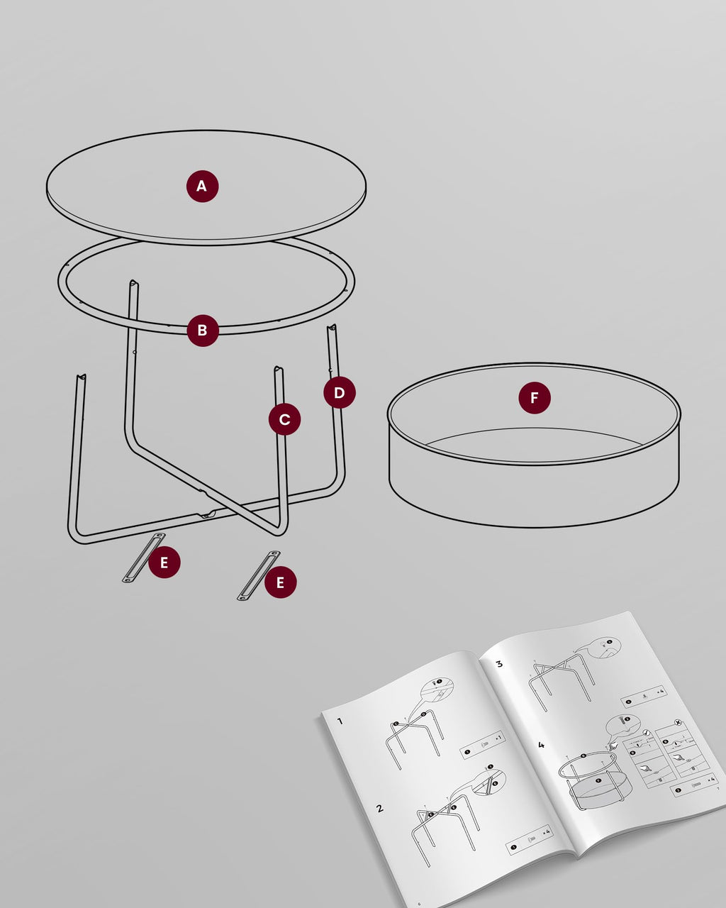 VASAGLE Modern Round Coffee Table with Storage Basket