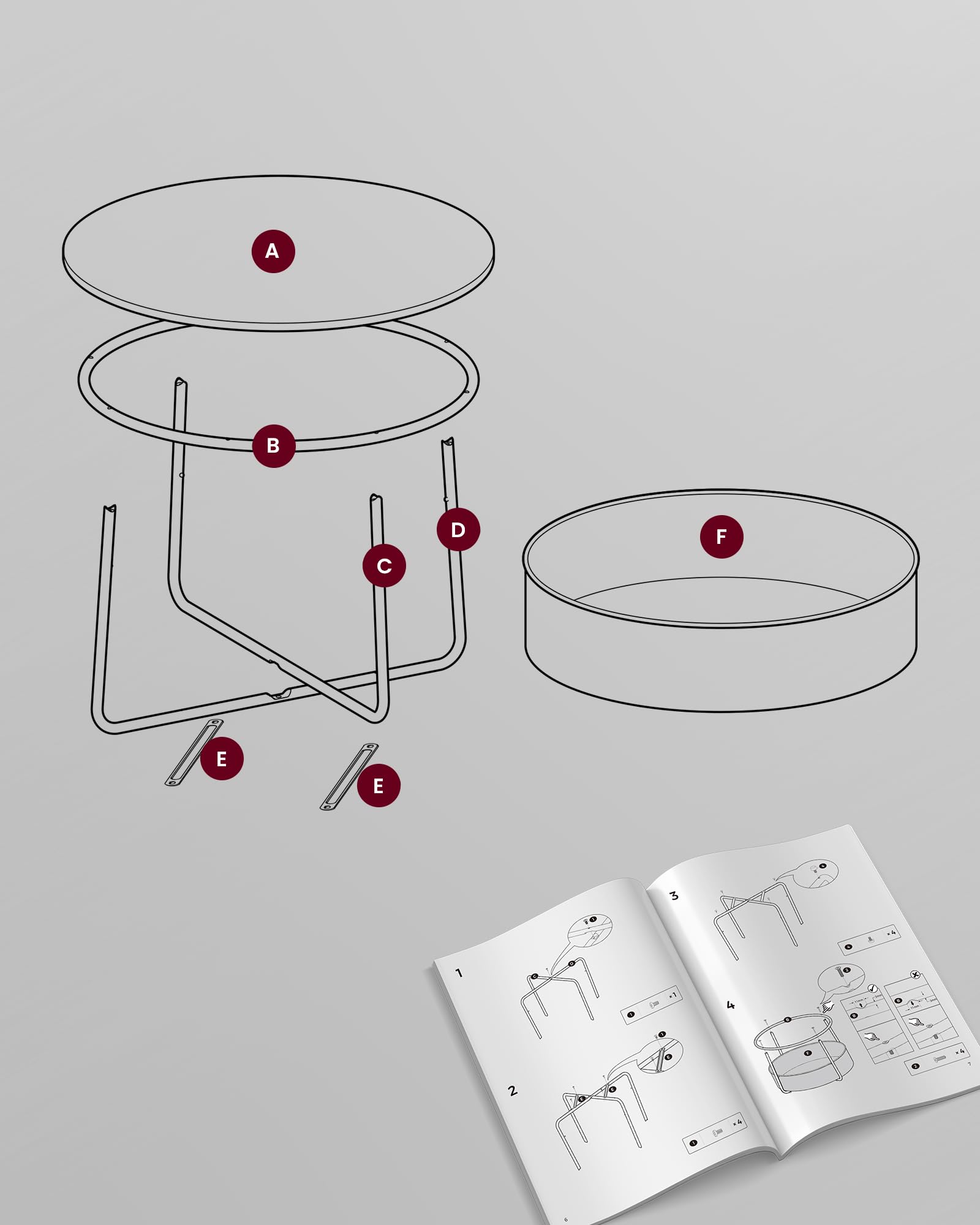 VASAGLE Modern Round Coffee Table with Storage Basket