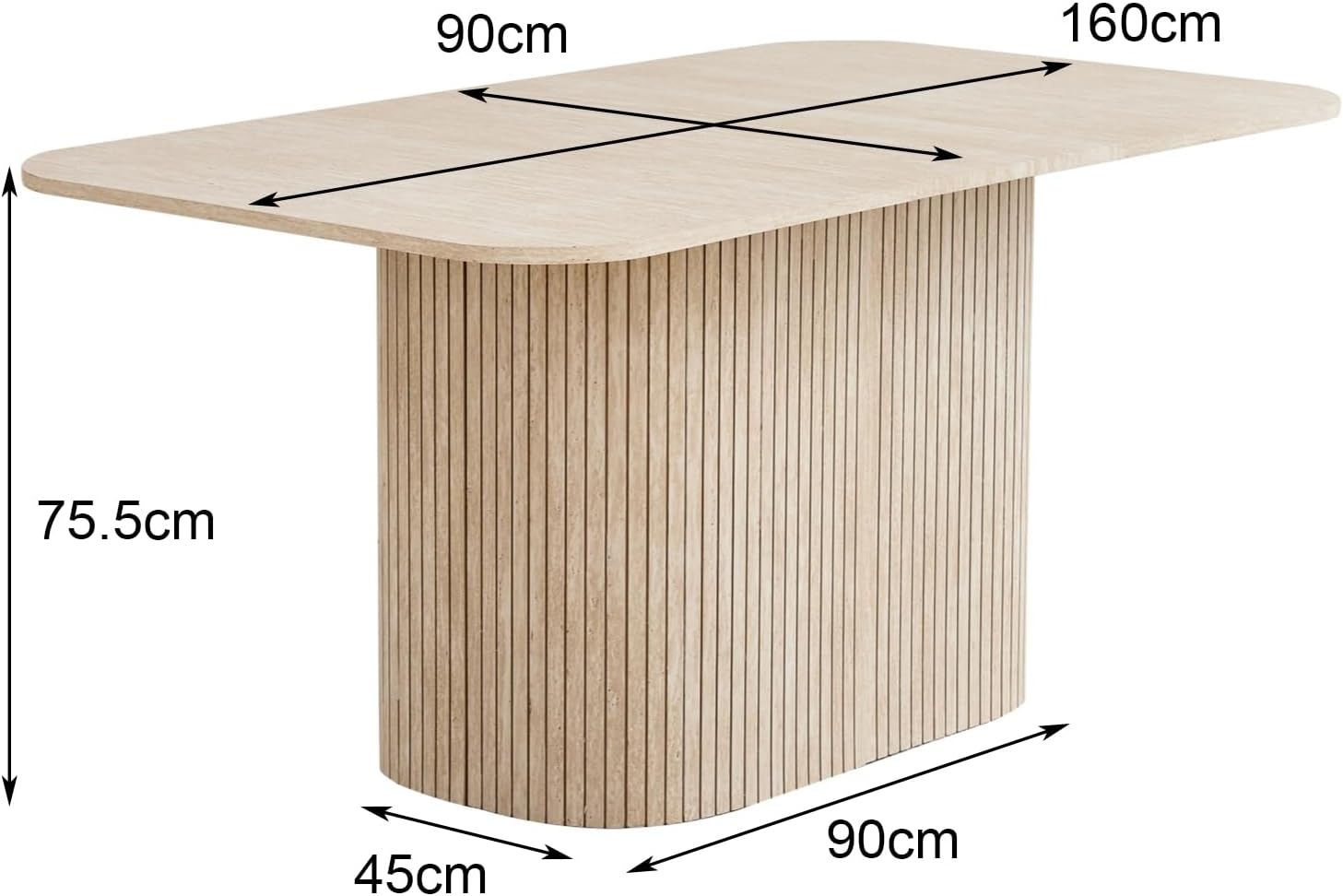 HJhomeheart Rectangular Dining Table - Yellow Travertine
