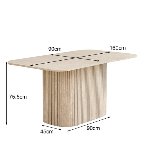 HJhomeheart Modern Rectangular Dining Table with Yellow Travertine Top