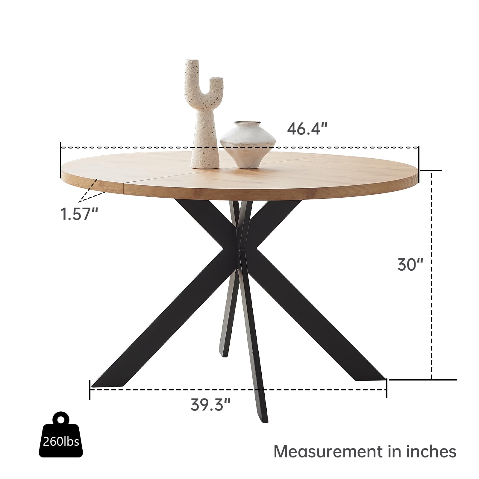Zerifevni Mid Century Modern 46.4" Round Dining Table Set for 4-6