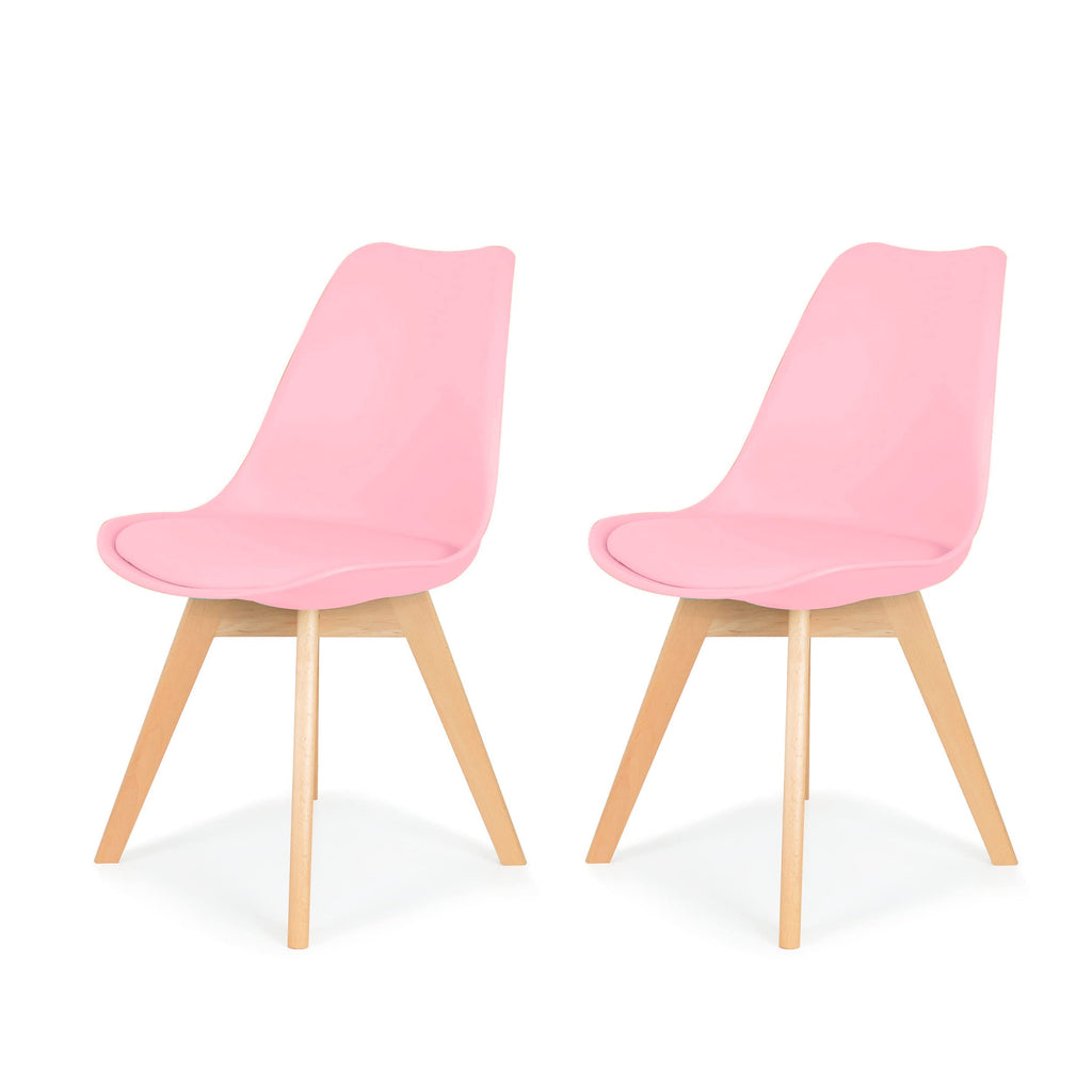 Mid-Century Modern Dining Chair with Cushioned Seat and Solid Beech Wood Legs