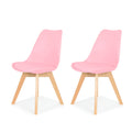Mid-Century Modern Dining Chair with Cushioned Seat and Solid Beech Wood Legs