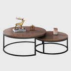 Luck Live Round Coffee Table Set of 2, Modern Nesting Tables