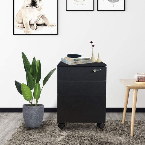 Happy Home 3 Drawer Lockable Wooden Document Cabinet