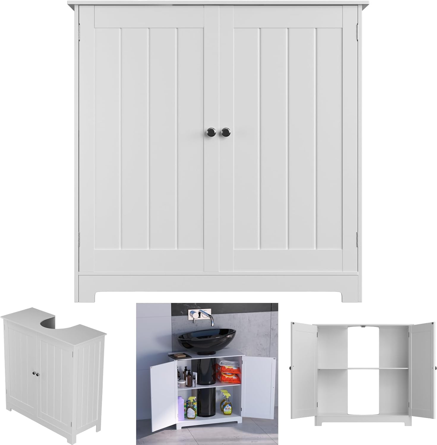 Lucn Pedestal Bathroom Cabinet White
