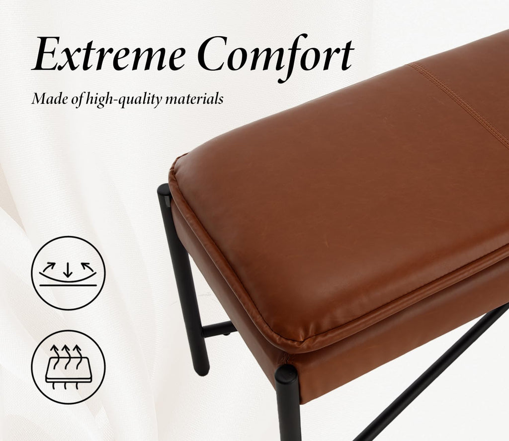 WAHSON OFFICE CHAIRS Wahson PU Faux Leather Upholstered Bench with Cro