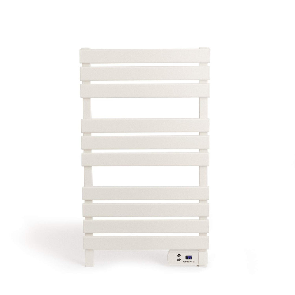 CREATE Electric Towel Warmer in white with LCD display and timer